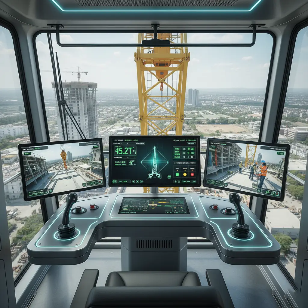 Tower crane IoT console displaying live load and wind data