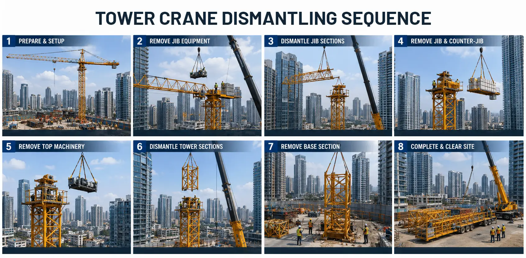 Tower crane dismantling challenges in urban projects tower crane dismantling on congested high rise construction site