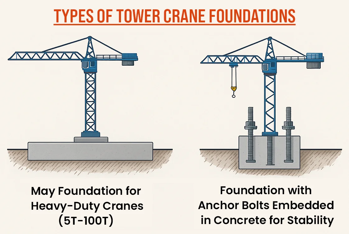 Types of tower crane foundations